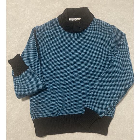 Obermeyer Wool Sweater Womens Medium Teal Birds Eye Vtg Puff Sleeve Ski 80’s 90s - Picture 1 of 8